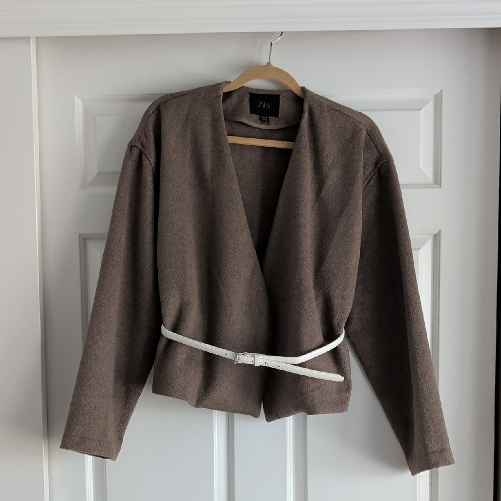 Zara Women's Brown Jacket with Belt